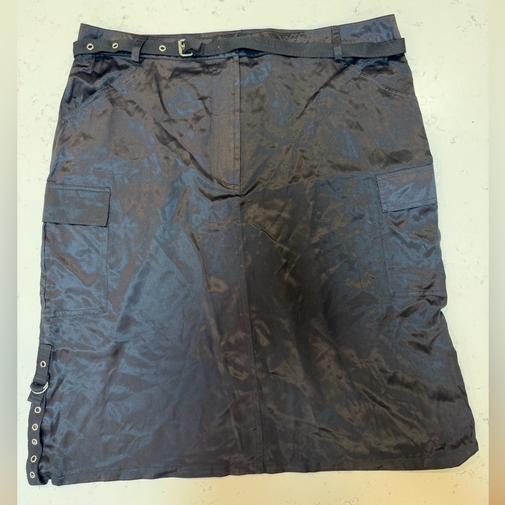 Chic Black A-Line Skirt with Buckle Accents